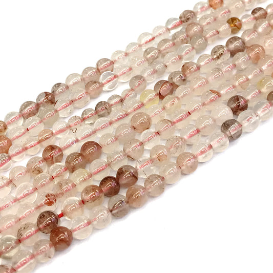 CQU123 Pink Quartz Beads Smooth Round 4mm 15" Strand