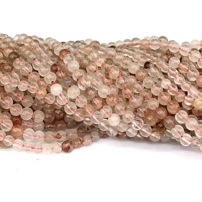 CQU123 Pink Quartz Beads Smooth Round 4mm 15" Strand