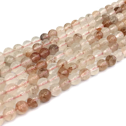 CQU124 Pink Quartz Beads Smooth Round 6mm 15" Strand