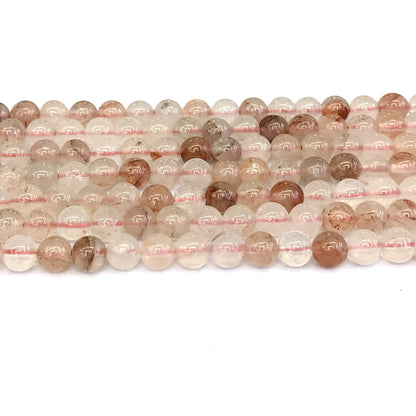 CQU124 Pink Quartz Beads Smooth Round 6mm 15" Strand