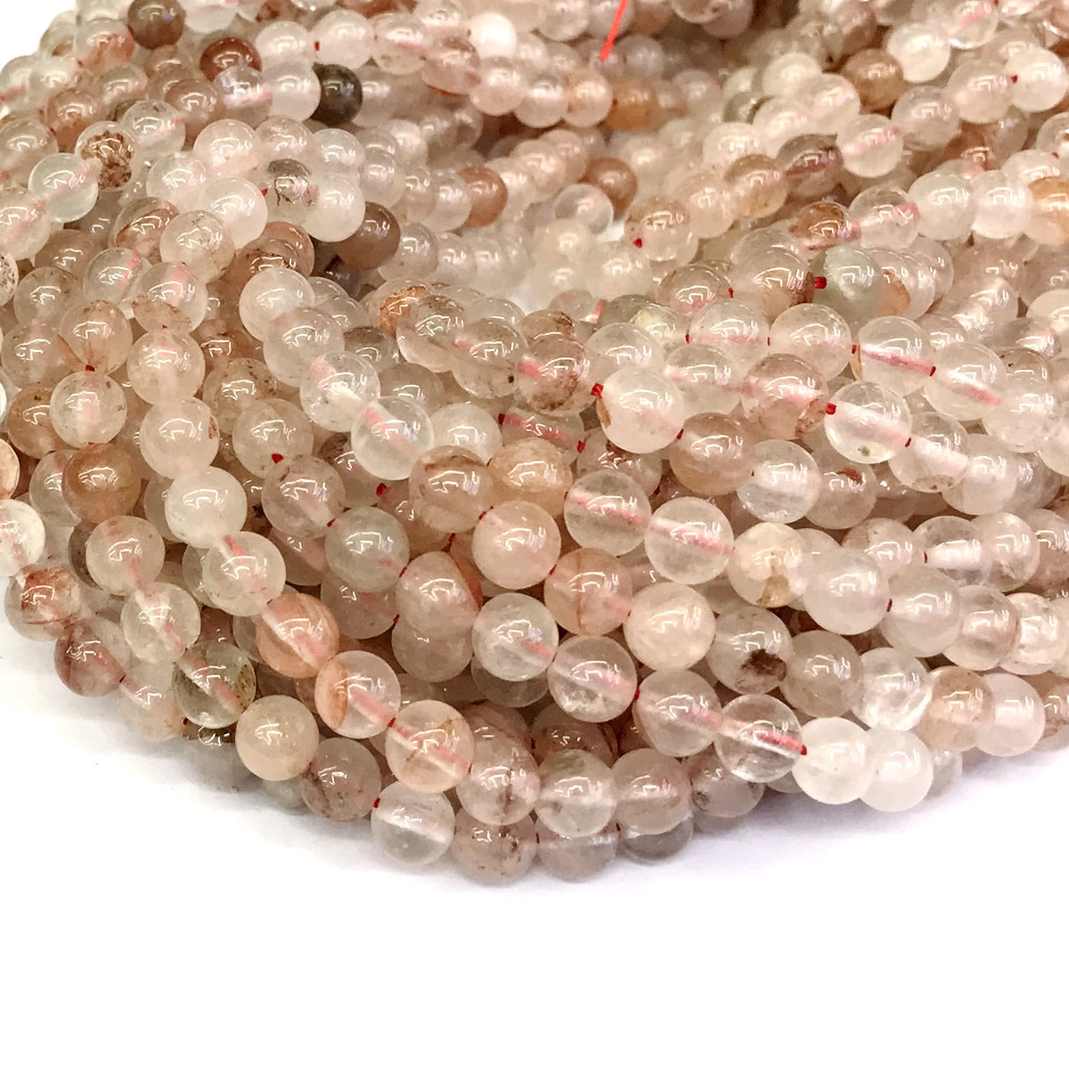 CQU124 Pink Quartz Beads Smooth Round 6mm 15" Strand