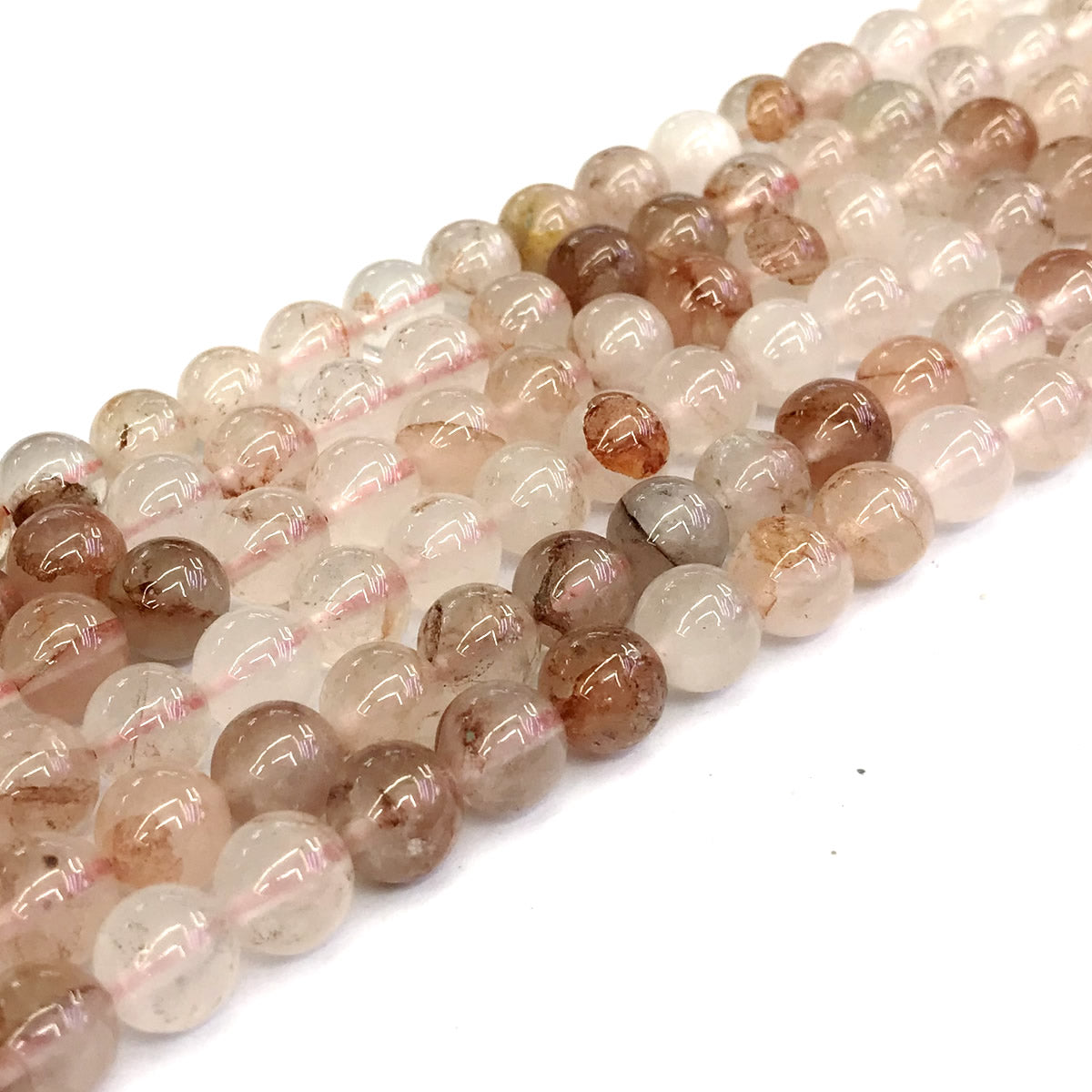 CQU125 Pink Quartz Beads Smooth Round 8mm 15" Strand