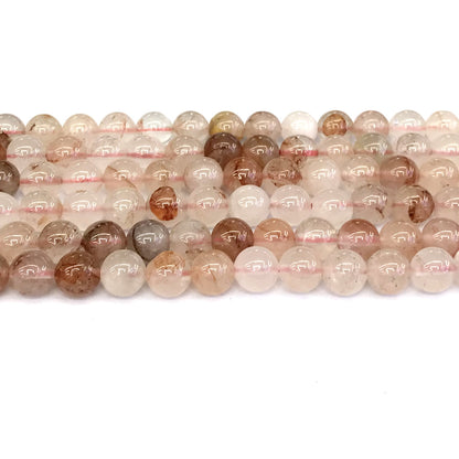 CQU125 Pink Quartz Beads Smooth Round 8mm 15" Strand