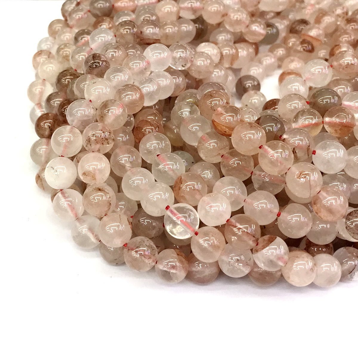 CQU125 Pink Quartz Beads Smooth Round 8mm 15" Strand