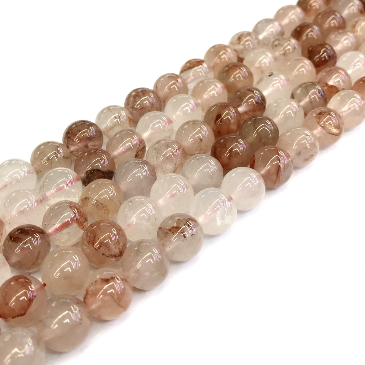 CQU126 Pink Quartz Beads Smooth Round 10mm 15" Strand