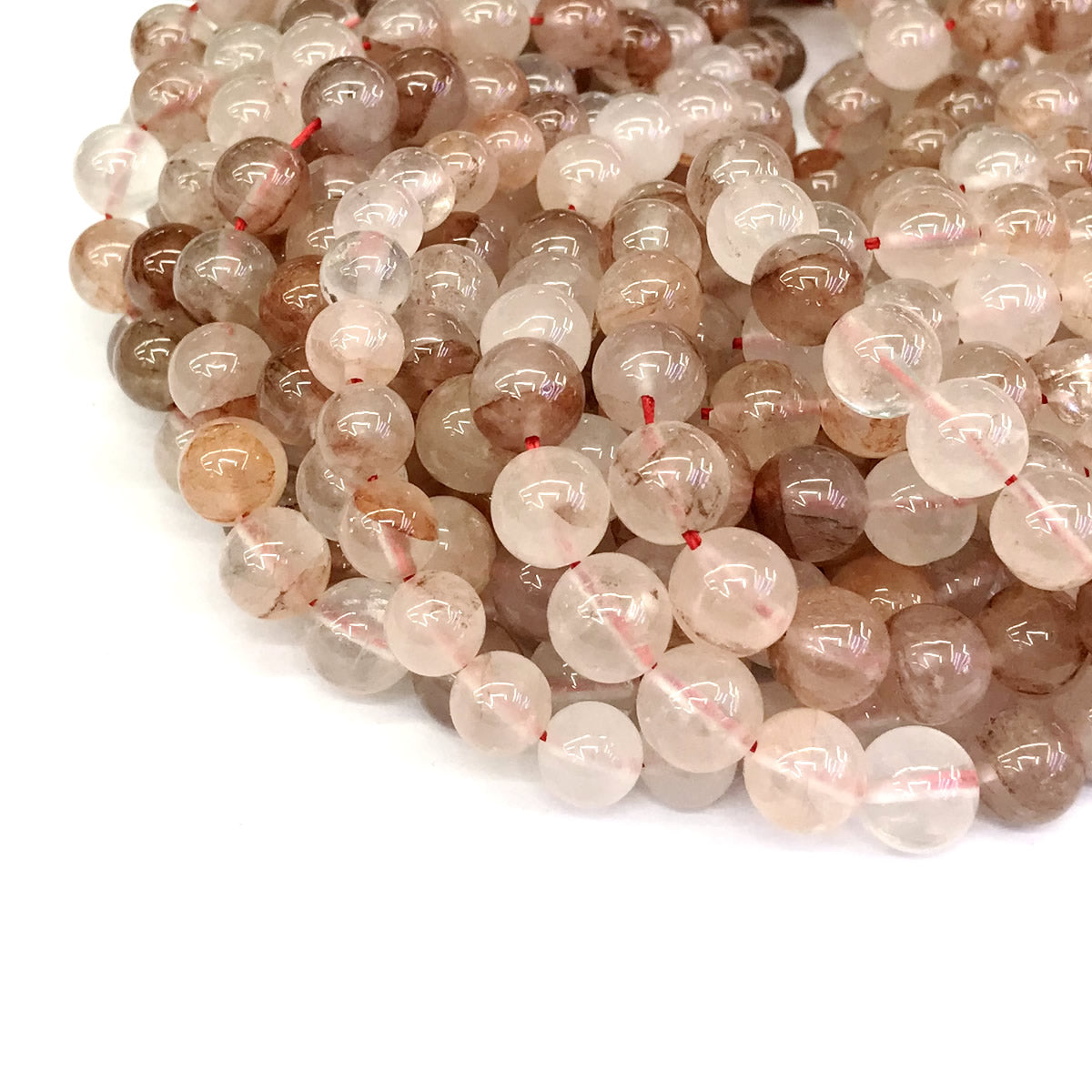 CQU126 Pink Quartz Beads Smooth Round 10mm 15" Strand