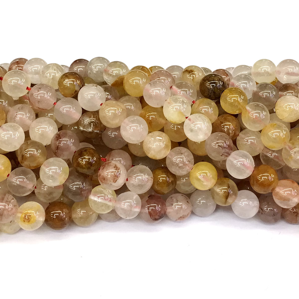 CQU130 Pink & Yellow Quartz Beads Smooth Round 4mm 15" Strand