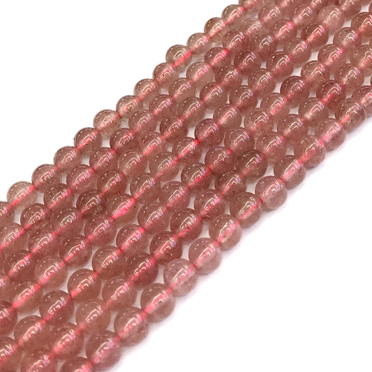 CQU138 Strawberry Quartz Beads Smooth Round 4mm 15" Strand