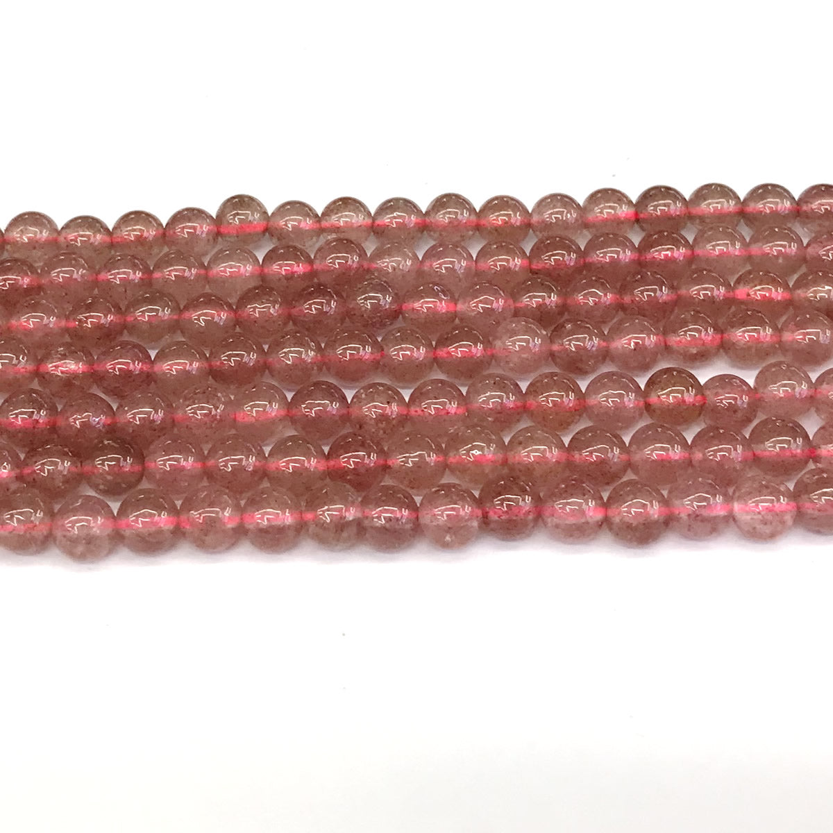 CQU138 Strawberry Quartz Beads Smooth Round 4mm 15" Strand