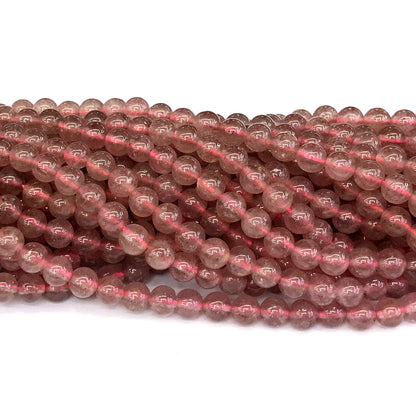 CQU138 Strawberry Quartz Beads Smooth Round 4mm 15" Strand