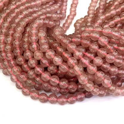 CQU138 Strawberry Quartz Beads Smooth Round 4mm 15" Strand