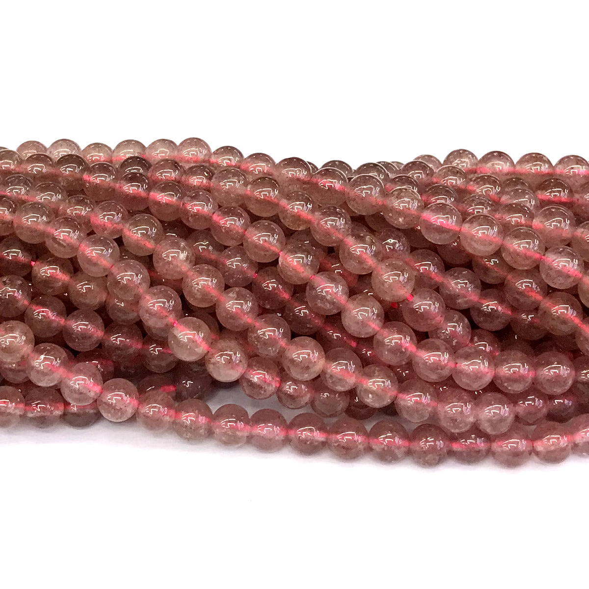 CQU139 Strawberry Quartz Beads Smooth Round 6mm 15" Strand