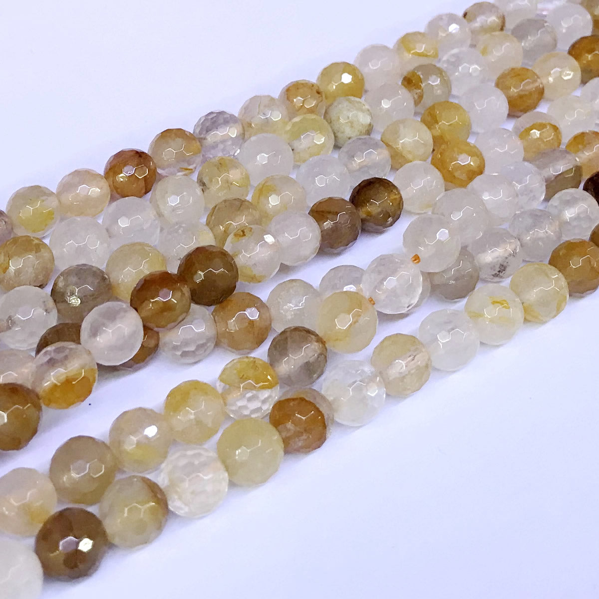 CQU14 Yellow Quartz Beads Faceted Round 8mm 15" Strand