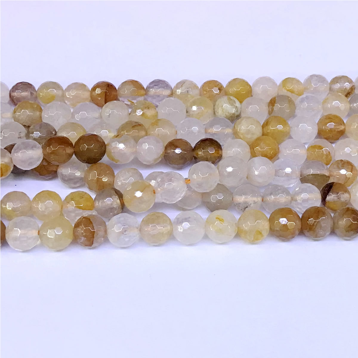 CQU14 Yellow Quartz Beads Faceted Round 8mm 15" Strand