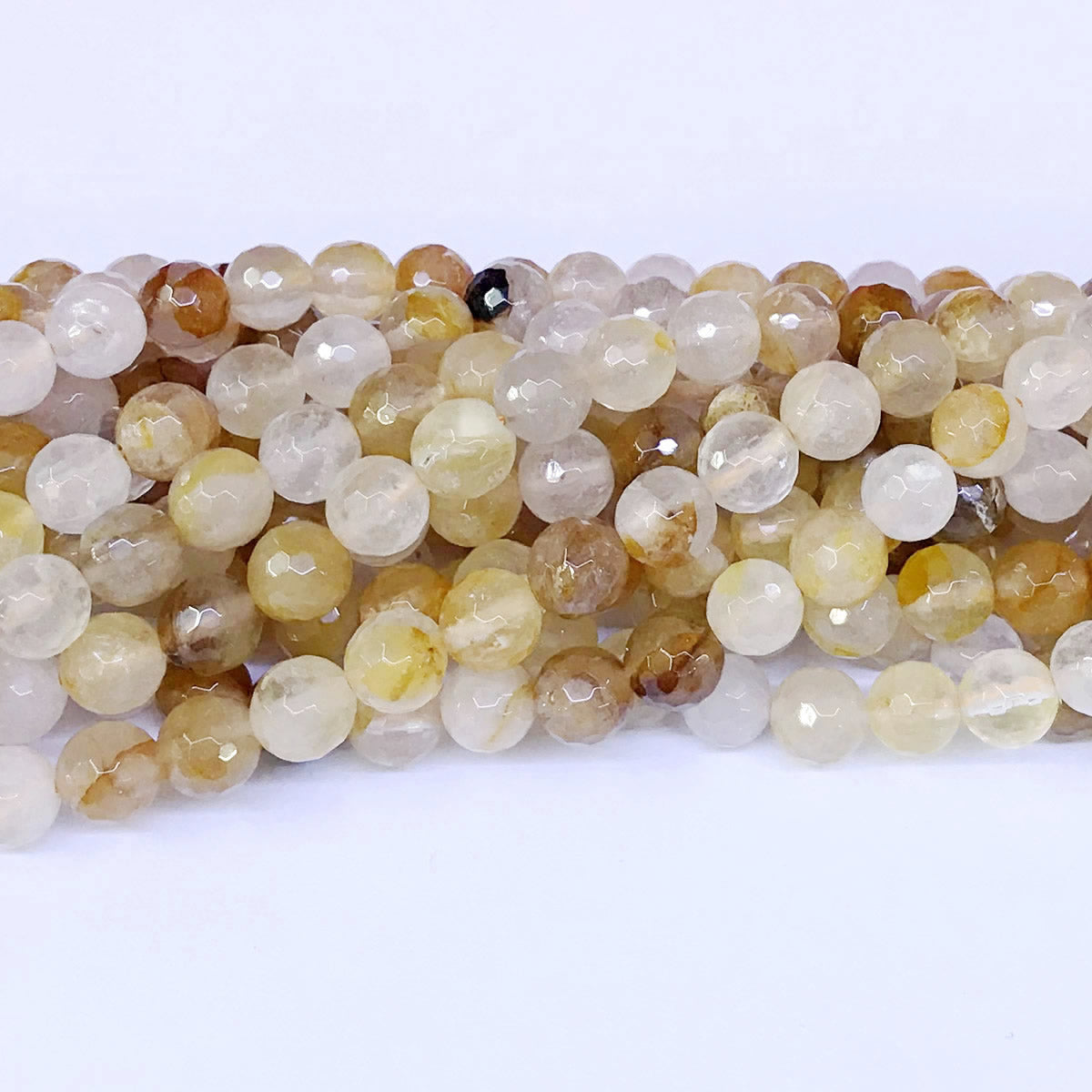 CQU14 Yellow Quartz Beads Faceted Round 8mm 15" Strand