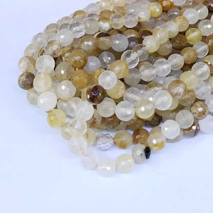 CQU14 Yellow Quartz Beads Faceted Round 8mm 15" Strand