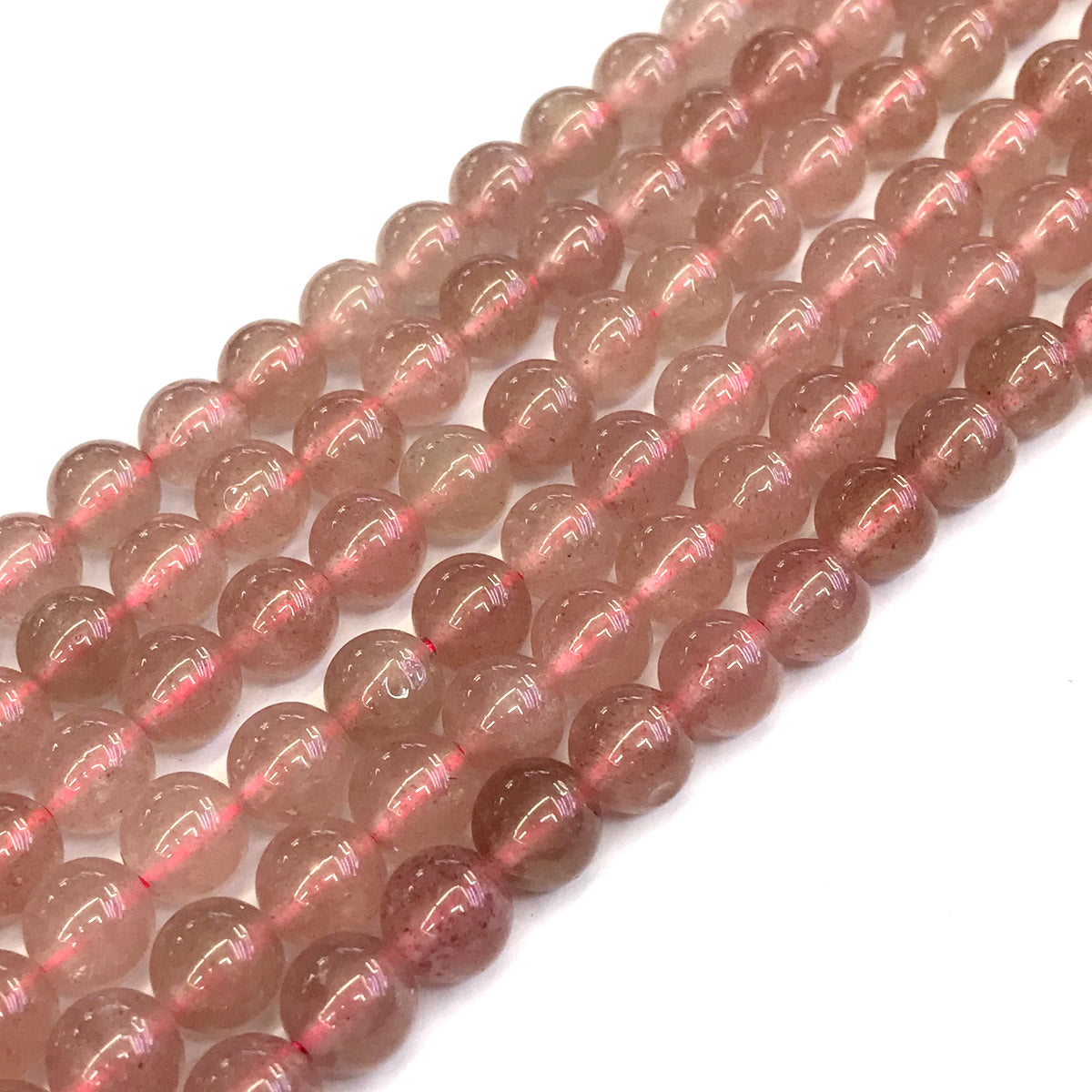 CQU140 Strawberry Quartz Beads Smooth Round 8mm 15" Strand