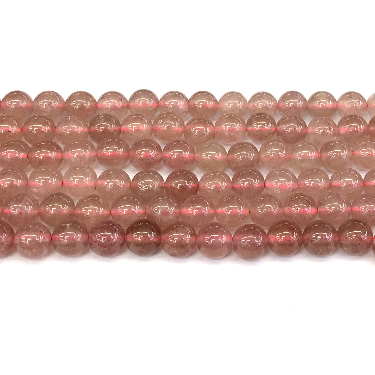 CQU140 Strawberry Quartz Beads Smooth Round 8mm 15" Strand