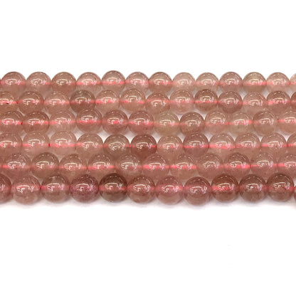 CQU140 Strawberry Quartz Beads Smooth Round 8mm 15" Strand