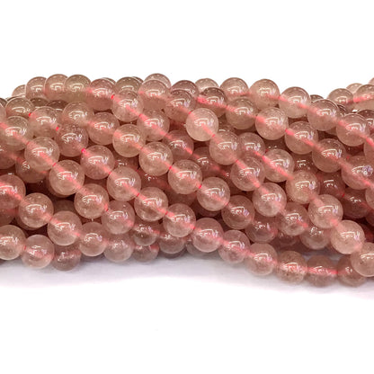 CQU140 Strawberry Quartz Beads Smooth Round 8mm 15" Strand