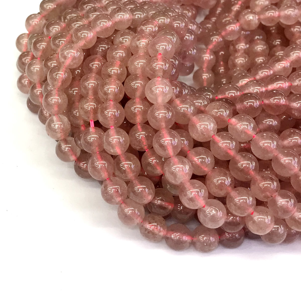 CQU140 Strawberry Quartz Beads Smooth Round 8mm 15" Strand