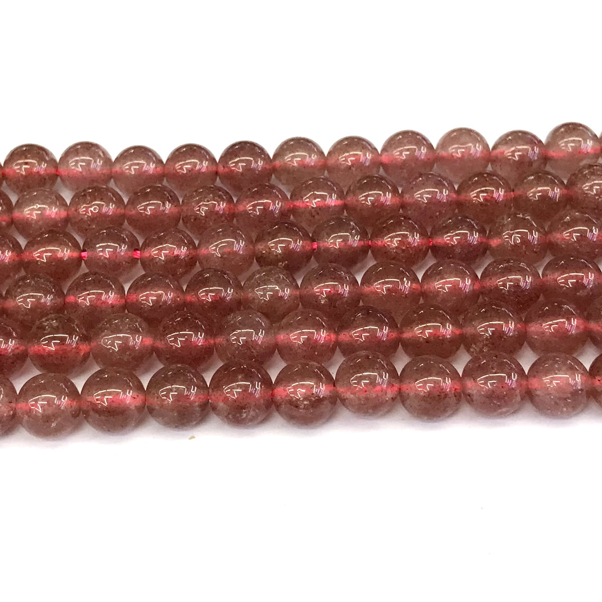 CQU141 Strawberry Quartz Beads Smooth Round 10mm 15" Strand