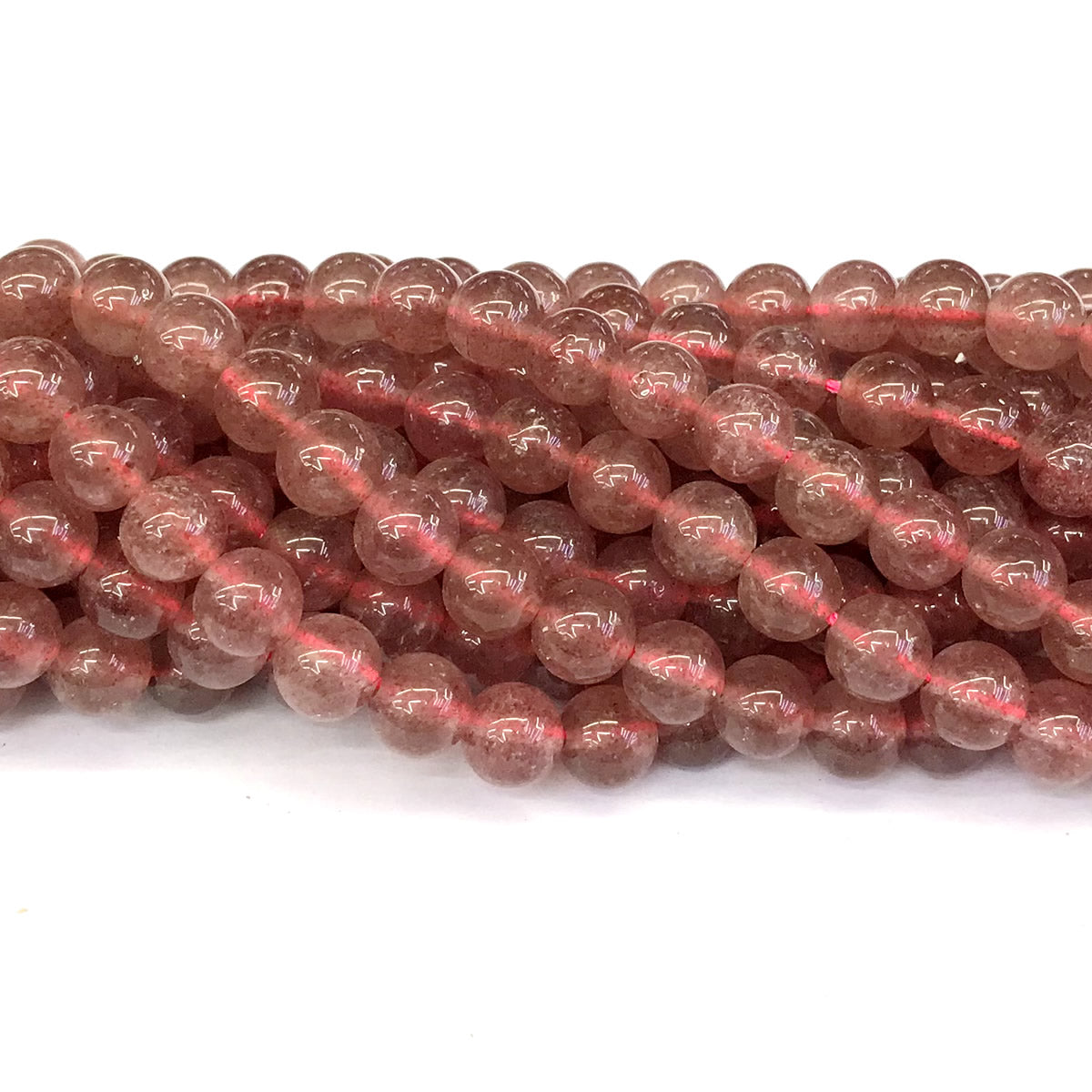 CQU141 Strawberry Quartz Beads Smooth Round 10mm 15" Strand