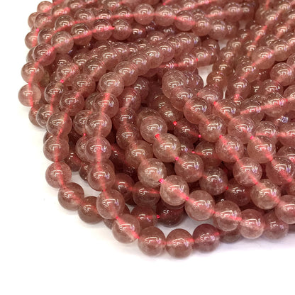 CQU141 Strawberry Quartz Beads Smooth Round 10mm 15" Strand