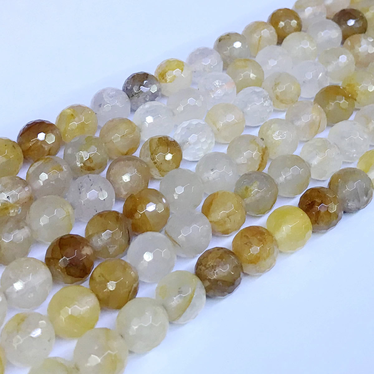 CQU15 Yellow Quartz Beads Faceted Round 10mm 15" Strand