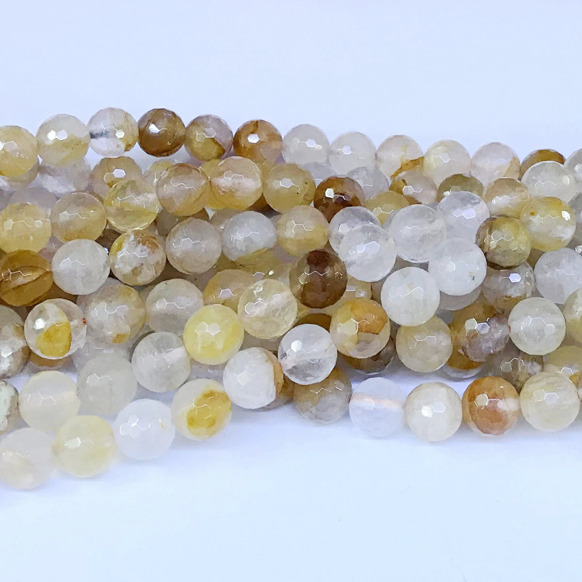 CQU15 Yellow Quartz Beads Faceted Round 10mm 15" Strand