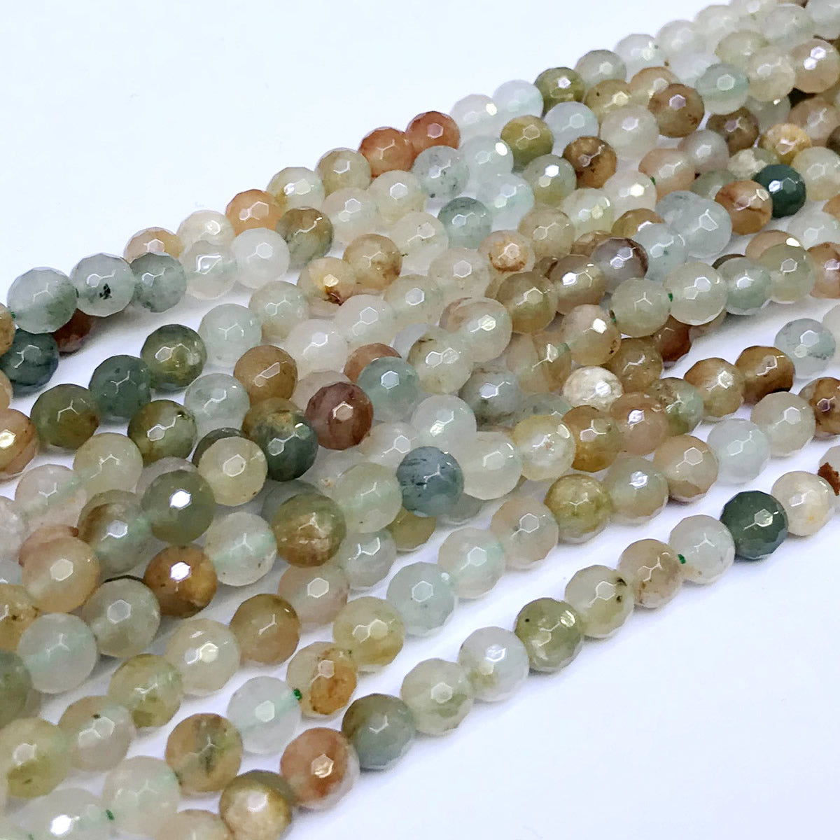 CQU23 Green Rutilated Quartz Beads Faceted Round 6mm 15" Strand