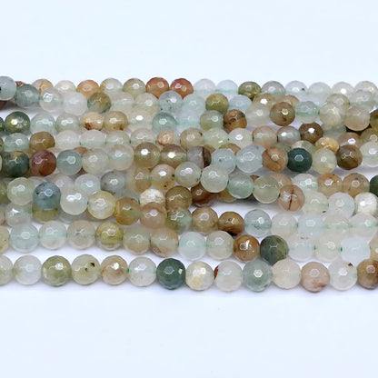 CQU23 Green Rutilated Quartz Beads Faceted Round 6mm 15" Strand