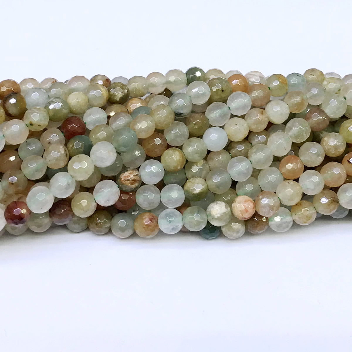 CQU23 Green Rutilated Quartz Beads Faceted Round 6mm 15" Strand