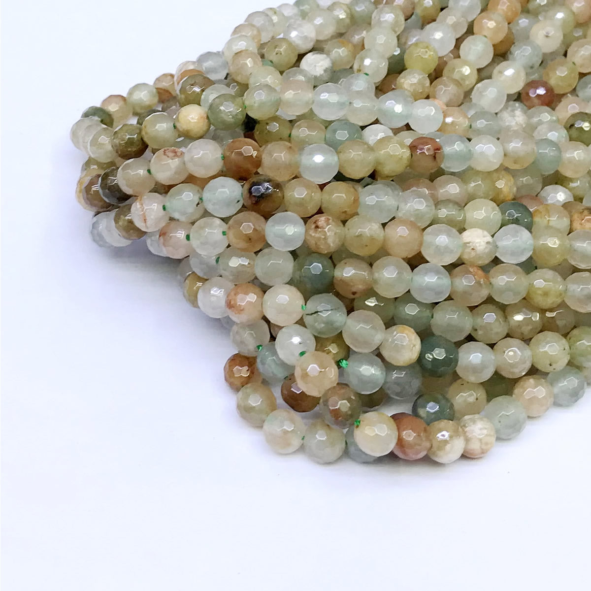 CQU23 Green Rutilated Quartz Beads Faceted Round 6mm 15" Strand