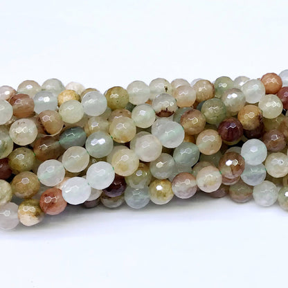 CQU24 Green Rutilated Quartz Beads Faceted Round 8mm 15" Strand