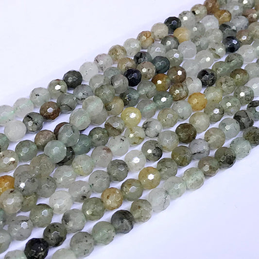 CQU28 Mixed Rutilated Quartz Beads Faceted Round 6mm 15" Strand