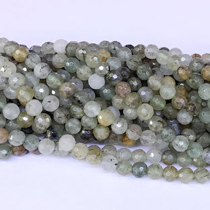 CQU28 Mixed Rutilated Quartz Beads Faceted Round 6mm 15" Strand