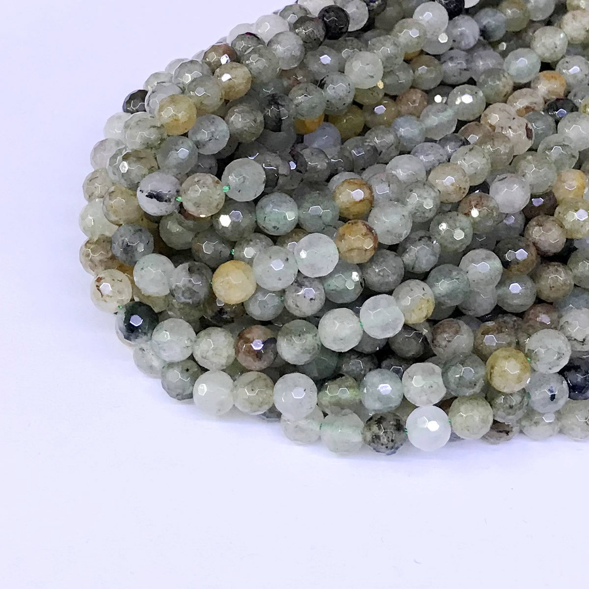 CQU28 Mixed Rutilated Quartz Beads Faceted Round 6mm 15" Strand