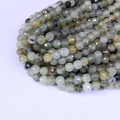 CQU28 Mixed Rutilated Quartz Beads Faceted Round 6mm 15" Strand