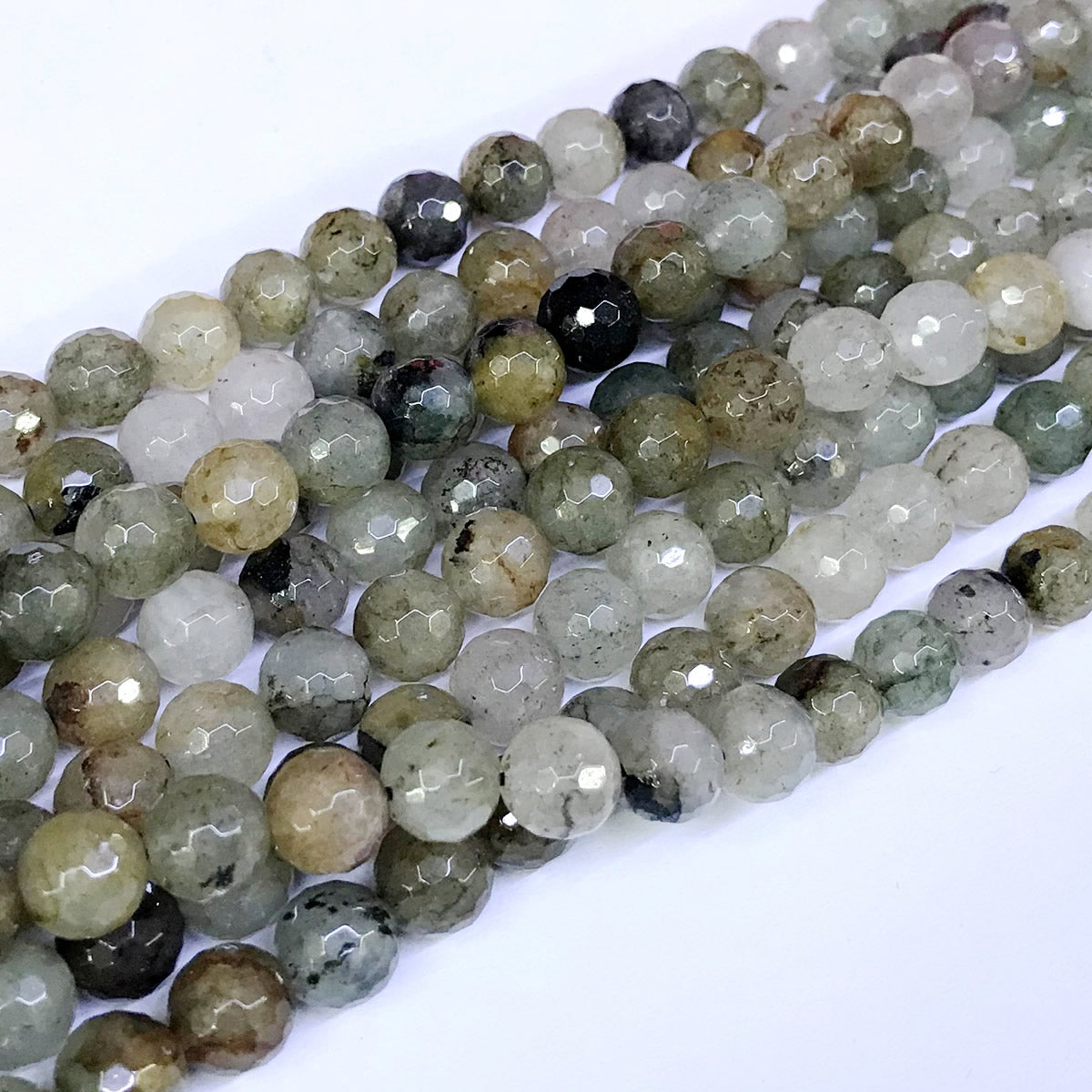 CQU29 Mixed Rutilated Quartz Beads Faceted Round 8mm 15" Strand