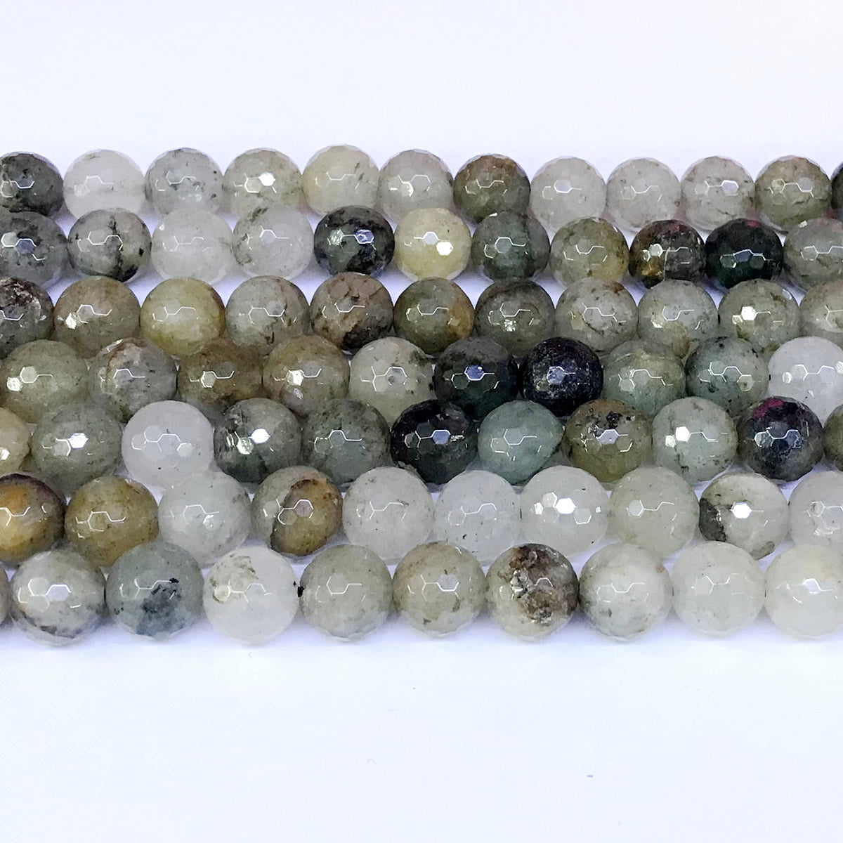 CQU30 Mixed Rutilated Quartz Beads Faceted Round 10mm 15" Strand