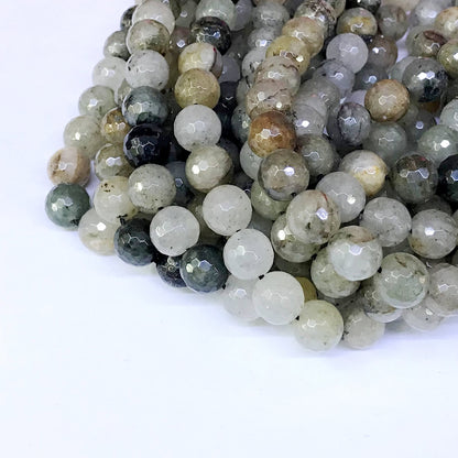 CQU30 Mixed Rutilated Quartz Beads Faceted Round 10mm 15" Strand