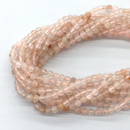 CUQ48 Pink Quartz Beads Smooth Round 4mm 15.5" Strand