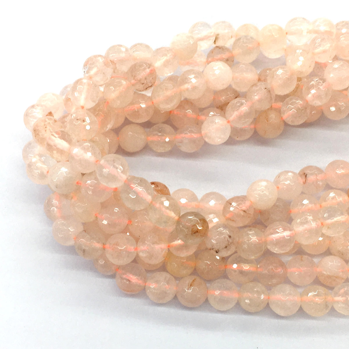 CUQ58 Pink Quartz Beads Faceted Round 8mm 15.5" Strand