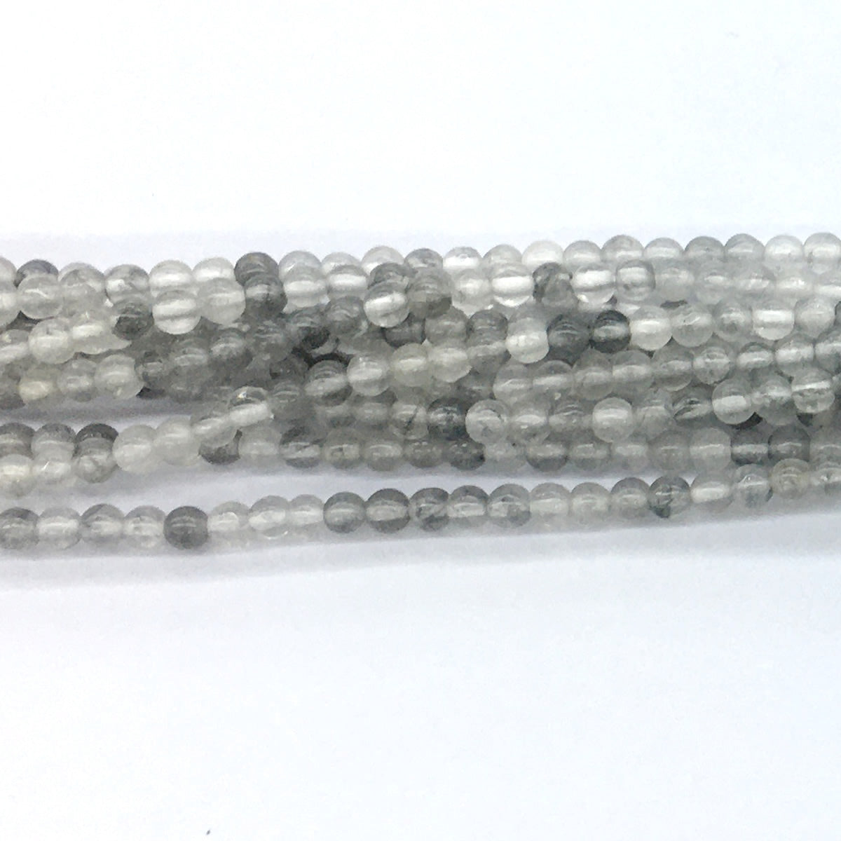 CQU65 Cloudy Quartz Beads Smooth Round 4mm 15.5" Strand