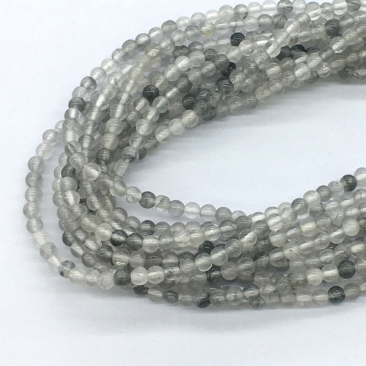 CQU65 Cloudy Quartz Beads Smooth Round 4mm 15.5" Strand