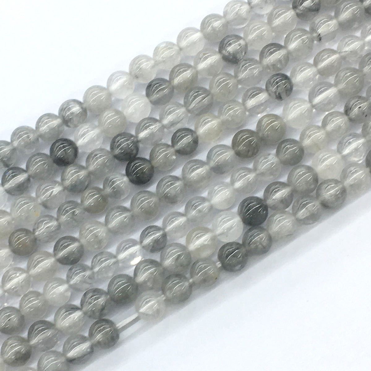 CQU66 Cloudy Quartz Beads Smooth Round 6mm 15.5" Strand