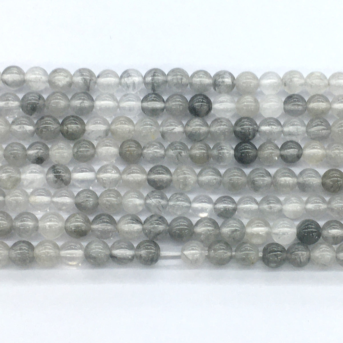 CQU66 Cloudy Quartz Beads Smooth Round 6mm 15.5" Strand