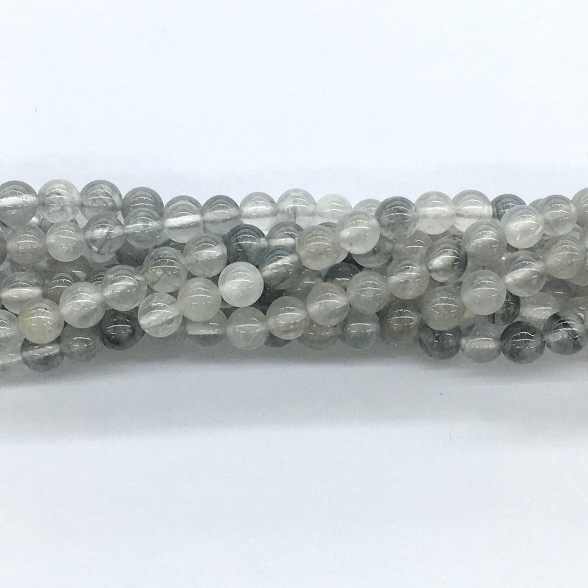 CQU66 Cloudy Quartz Beads Smooth Round 6mm 15.5" Strand