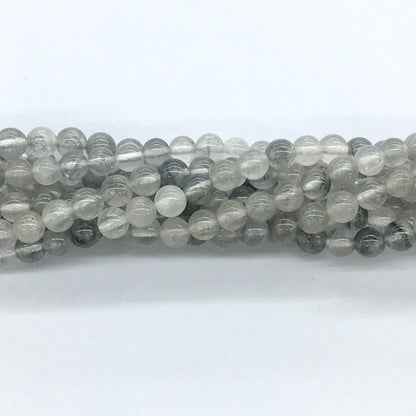 CQU66 Cloudy Quartz Beads Smooth Round 6mm 15.5" Strand